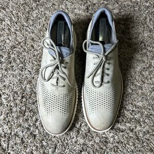 Cole Haan Men's Perforated Leather Oxfords - Light Gray Size 10M
